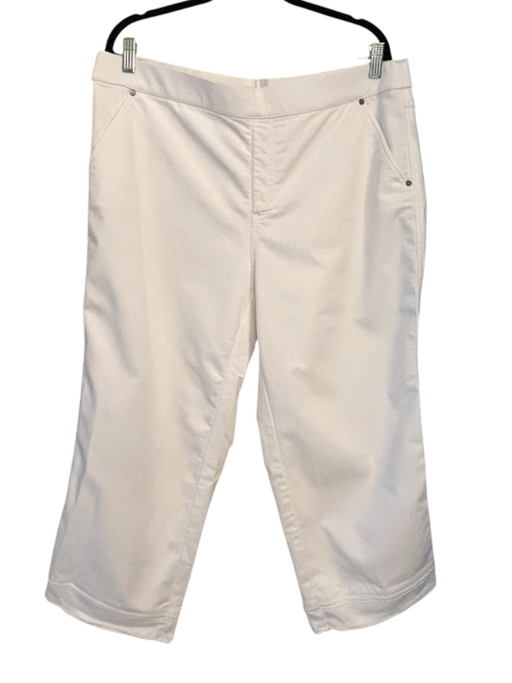 Intro Cropped Wide-Leg White Stretch Pants Size 16W